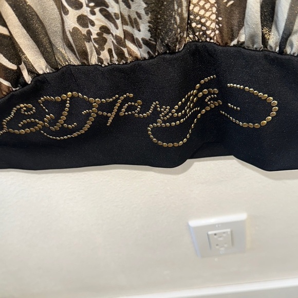 Ed Hardy Y2K vintage Brown and Black Animal Print Embellished Camisole size M - Picture 6 of 8